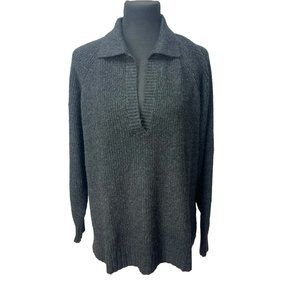 American Eagle Collared Charcoal Gray Sweater‎ Women's Size Medium